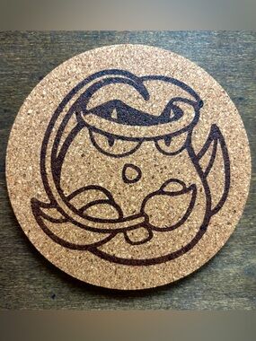 Pokemon Victreebel Face Laser Engraved Cork Coaster